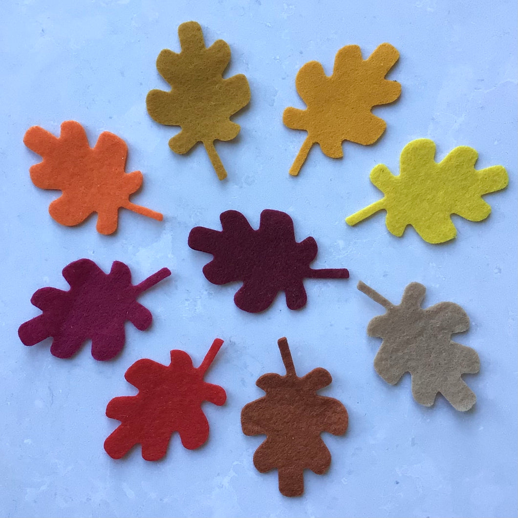 Medium Autumn Felt Oak Leaves, Die cut oak leaves, Felt Autumn Leaves