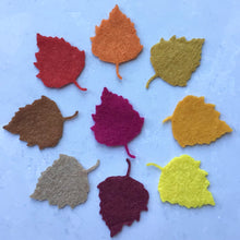 Load image into Gallery viewer, Small Autumn Felt Silver Birch Leaves, Die cut silver birch leaves, Felt Autumn Leaves
