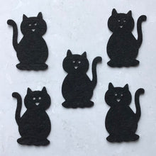 Load image into Gallery viewer, Black Felt Cats, Die Cut Felt Cats
