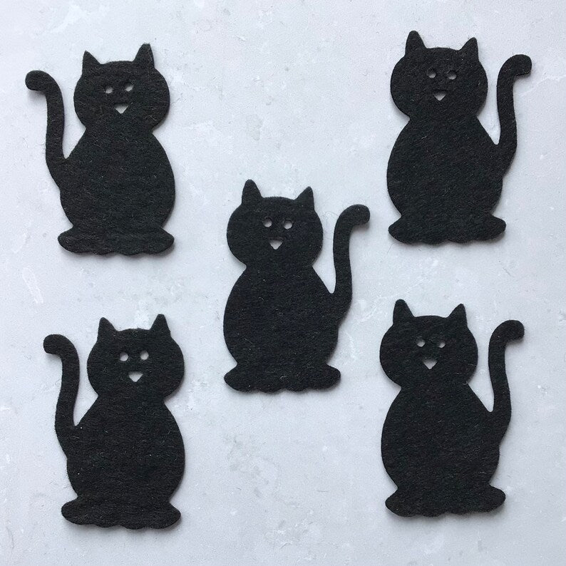 Black Felt Cats, Die Cut Felt Cats