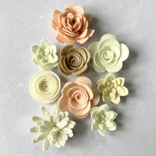 Load image into Gallery viewer, Ready Made Felt Flowers, Peaches and Creams
