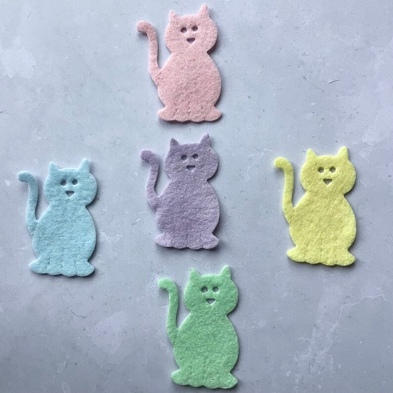 Pastel Felt Cats, Die Cut Felt Cats