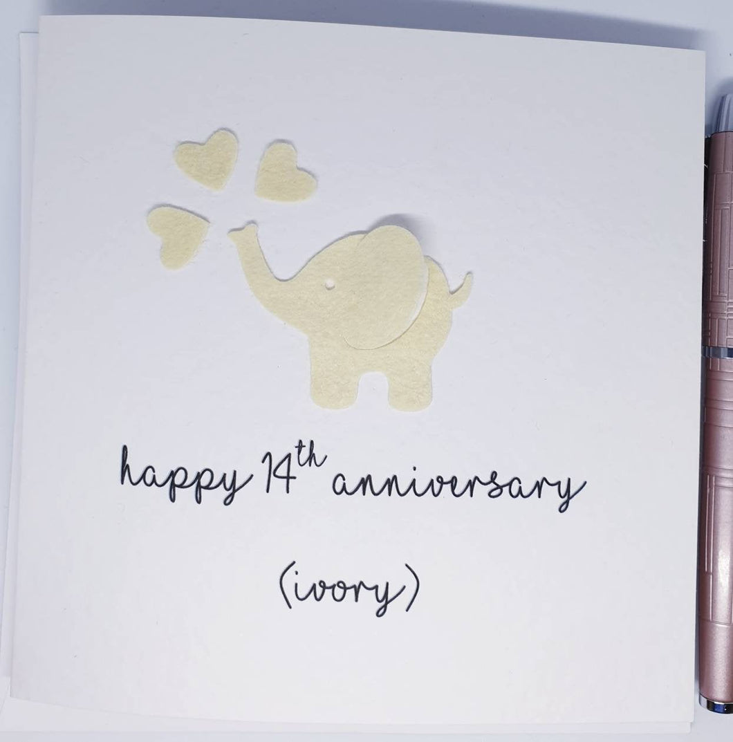 14th Wedding Anniversary Card, Ivory Anniversary Card